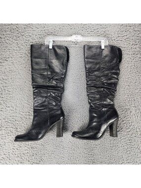 Kenneth Cole Reaction Shoes Womens 10 Chantell Black Leather Wingtip Boots *Read